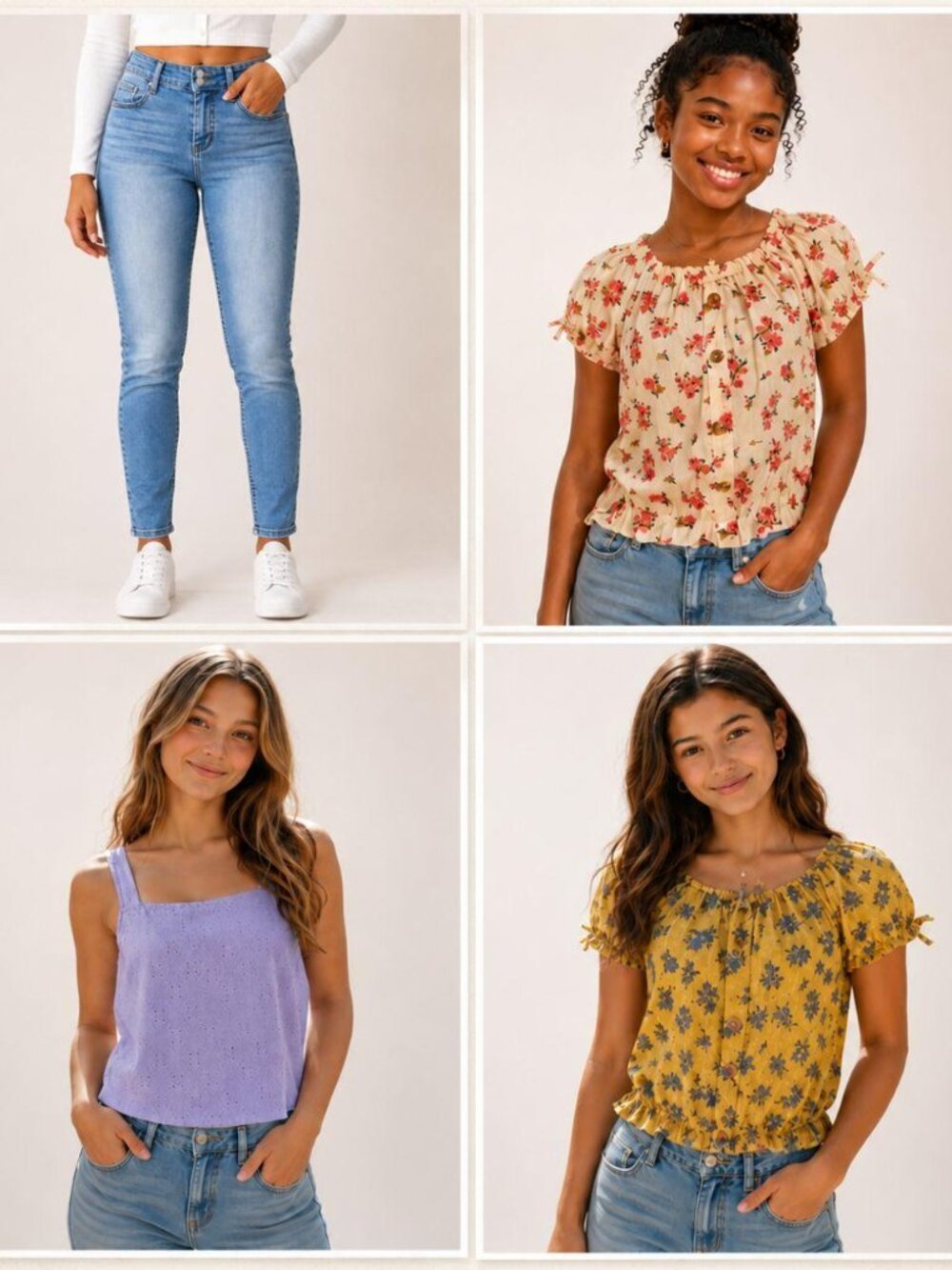 Wallflower 4-Piece Junior's Bundle | Tops & Jeans - Sizes Large (14/16) & 0